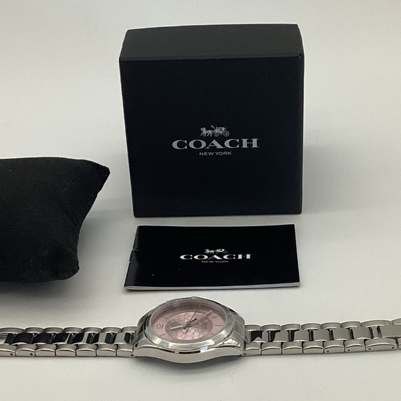 2044. Coach Libby Silver w/ Pink “C”  Insignia Watch - Picture 4 of 8